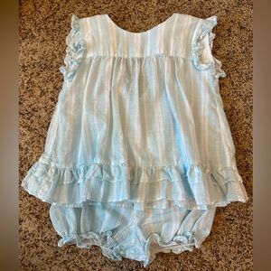 James and Lottie set. Size 2T. Light blue stripes.